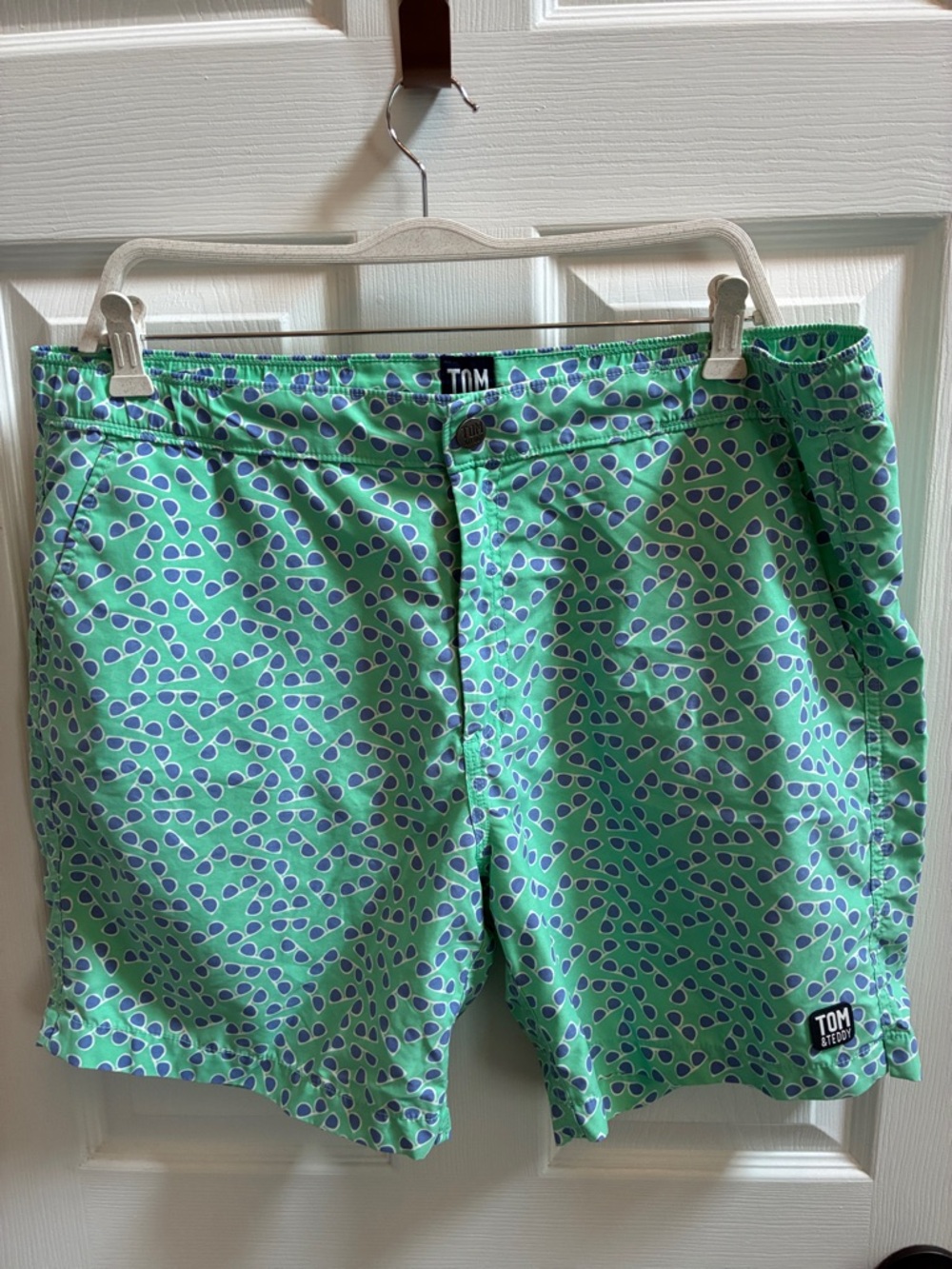 Tom & Teddy Mint Green Swim Trunks with sunglasses Print- large